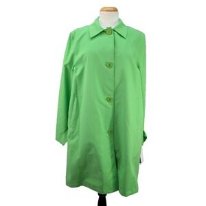 Harve Benard Womens Trench Coat Button Front Lined Back Slit Pistachio Sz 14 NWT